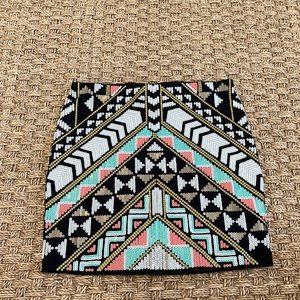 Sequin geometric mini skirt